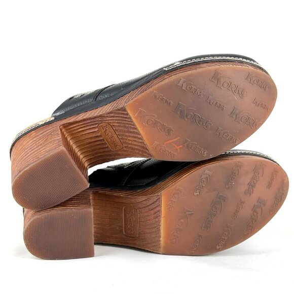 Frye Black Embroidered Clogs Size 10M | 2010s Vintage Chunky Heel Slip-On Mule - Picture 8 of 9